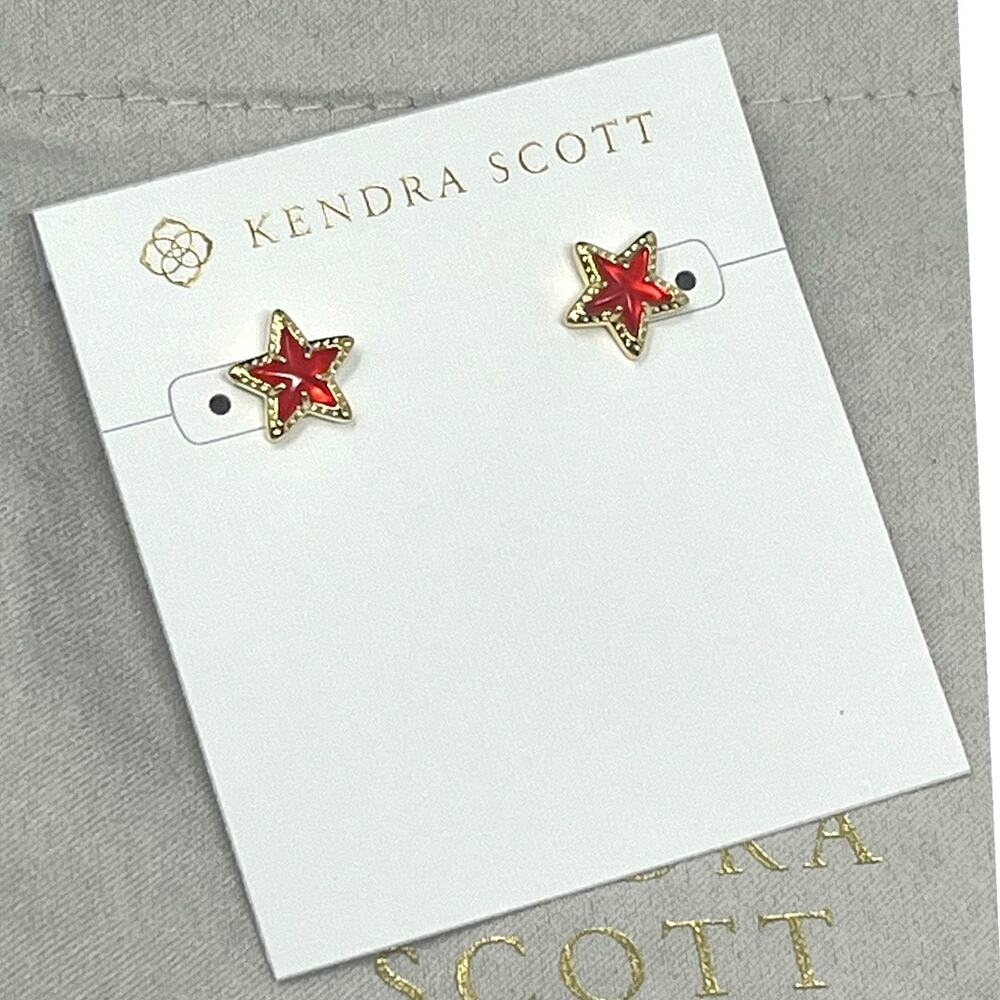 Kendra Scott Cassidy Star Stud Earrings Red Illusion Gold Star | NWT
